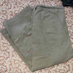 Straight-Leg Women's Elastic Waist Pants in Olive Green
